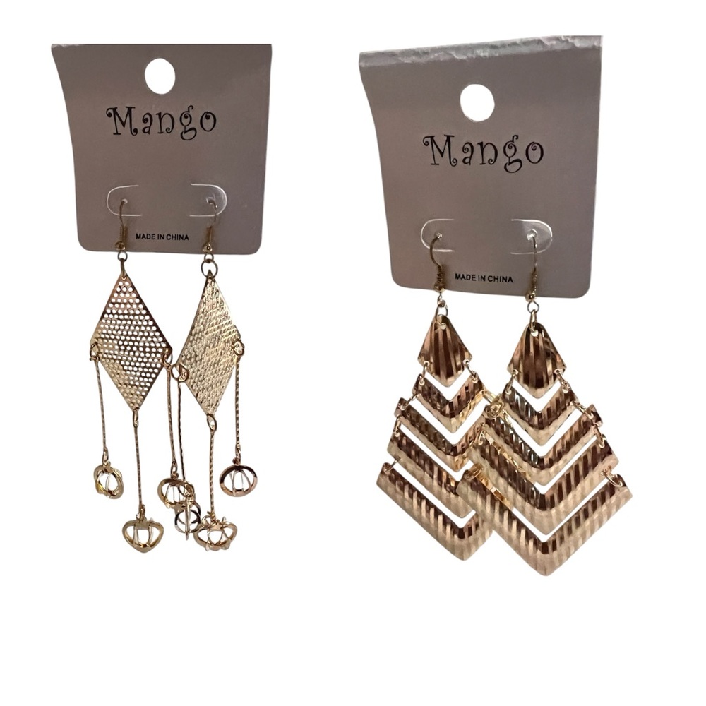 Set of two pairs of gold-tone dangle earrings